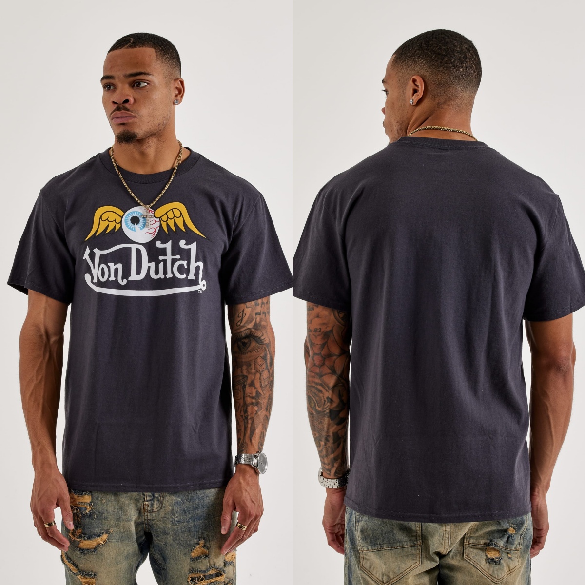 Streetwear Brand With Eye - フライングアイヴォンオートバイストリートトレンドブランド Tシャツコットングラフィック Tシャツ男性女性夏ストリートウェア