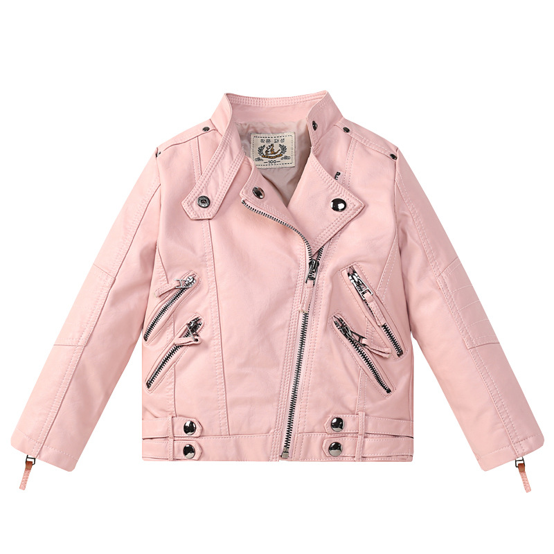 女の子クリスマスレッドオートバイ Pu レザージャケット子供 - Streetwear Brand Red のレビューと価格
