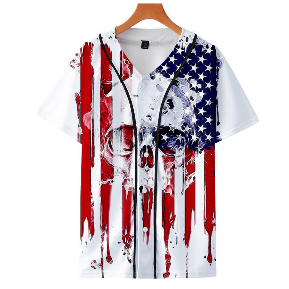 アメリカ国旗スカルイーグル野球 Tシャツヒップホップシャツカ - Streetwear Brand Usa のレビューと価格