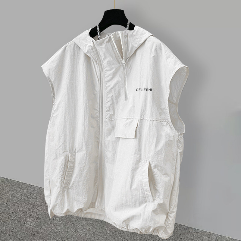 アイスシルクジッパーフーディーベストメンズフィットネス夏トレ - Streetwear Brand Hoodies のレビューと価格