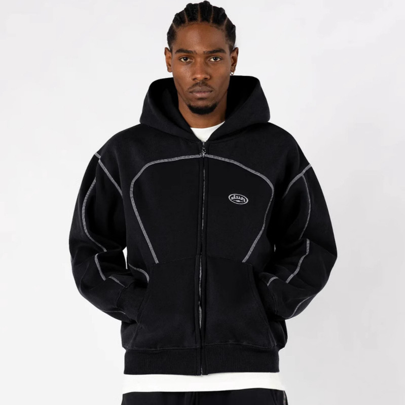 ルーズジッパーフーディーストリートウェアユニセックスカジュア - Streetwear Brand Hoodies のレビューと価格