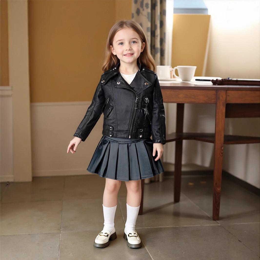2-12Y 女の子クリスマスピンクレッドオートバイ Pu レ - Streetwear Brand Red のレビューと価格