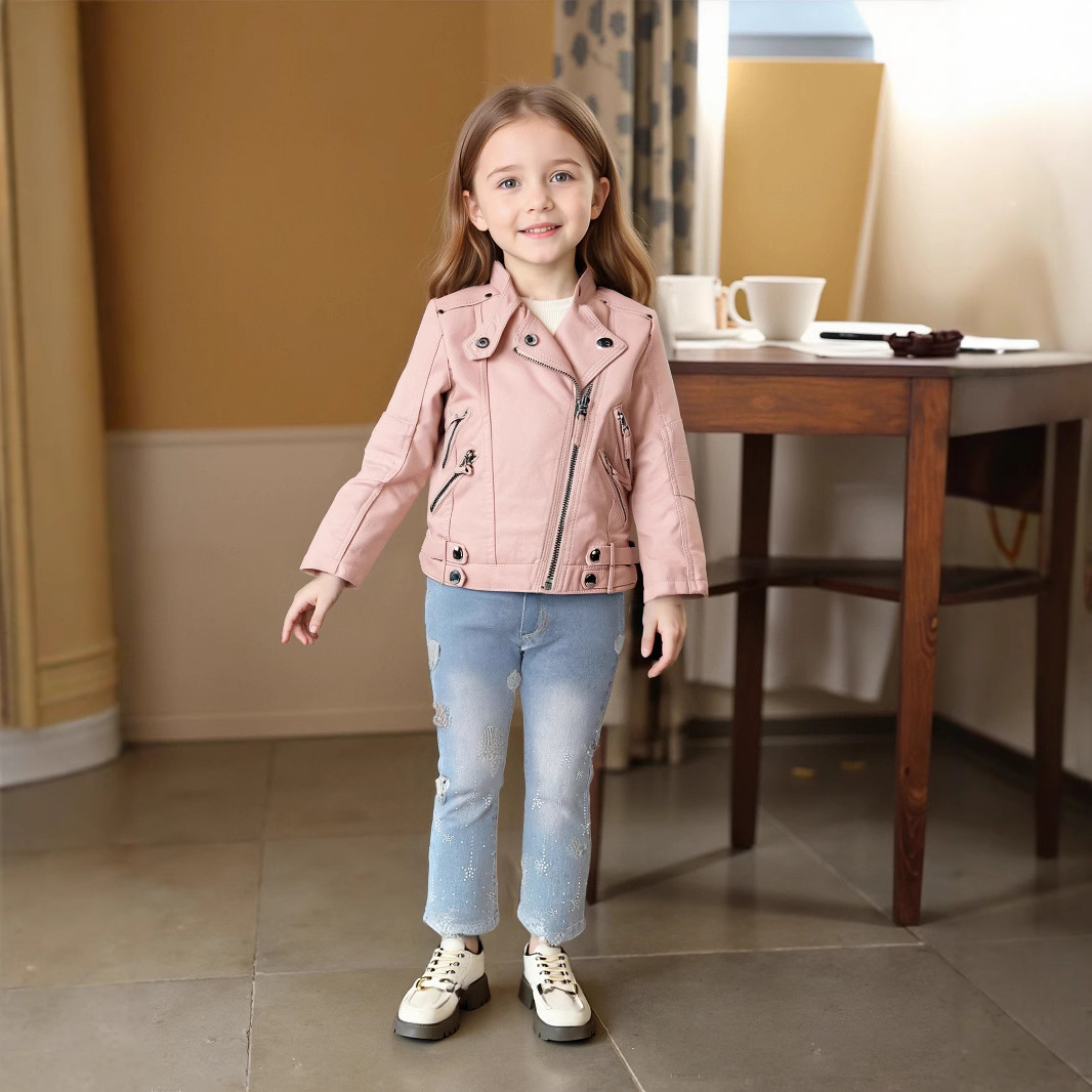 2-12Y 女の子クリスマスピンクレッドオートバイ Pu レ - Streetwear Brand Red のレビューと価格