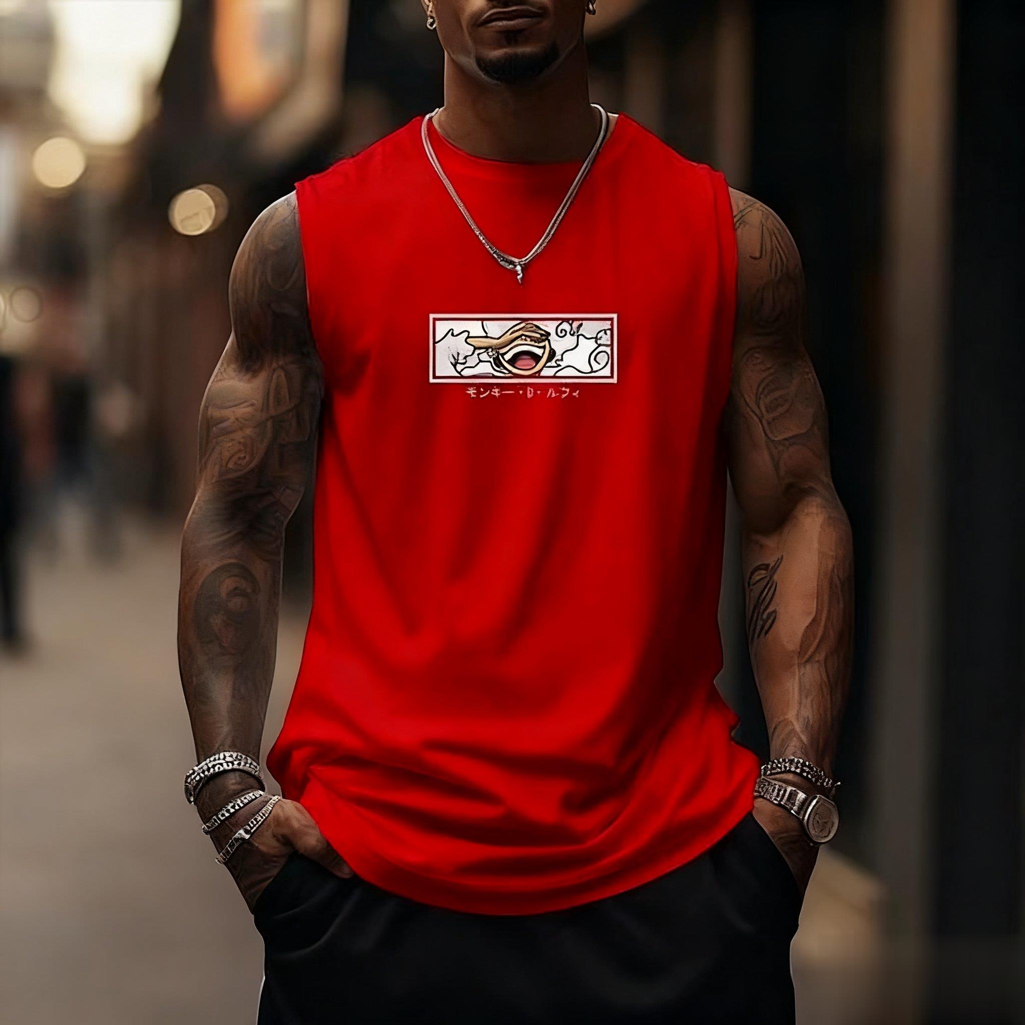 ワンピース ルフィ ギア5 タンクトップ メンズ コットン  - Streetwear Gym Brand のレビューと価格