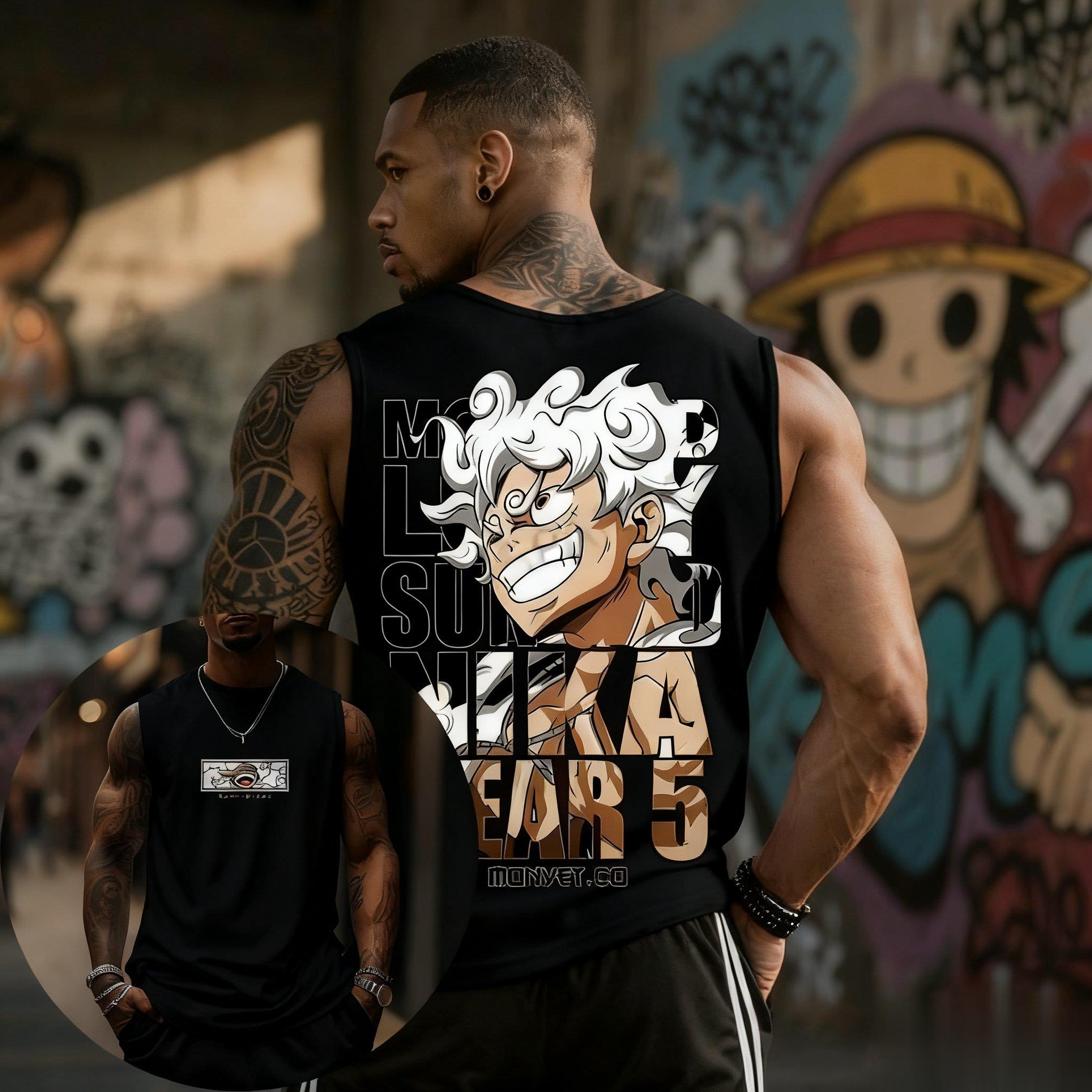 ワンピース ルフィ ギア5 タンクトップ メンズ コットン  - Streetwear Gym Brand のレビューと価格