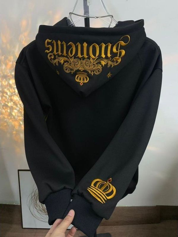 レトロアメリカン刺繍入りパーカー女性の秋冬厚手フリース長袖ジ - Streetwear Brand Hoodies のレビューと価格