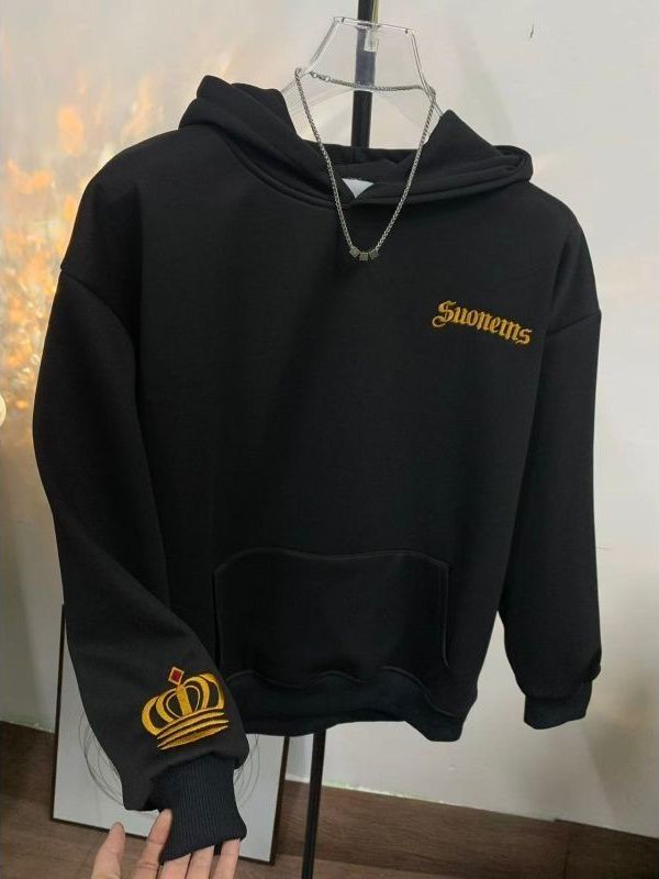 レトロアメリカン刺繍入りパーカー女性の秋冬厚手フリース長袖ジ - Streetwear Brand Hoodies のレビューと価格