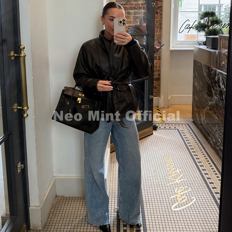 ネオミントトレンド2026ブラックショールカラーフェイクレザ - Streetwear Brands 2026 のレビューと価格